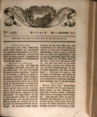 Regensburger Zeitung Mittwoch 11. September 1822