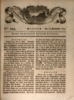 Regensburger Zeitung Mittwoch 18. September 1822