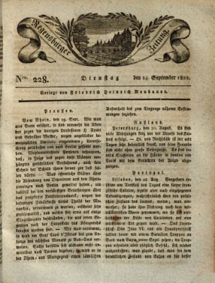 Regensburger Zeitung Dienstag 24. September 1822