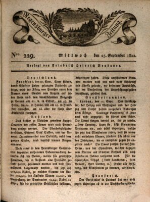Regensburger Zeitung Mittwoch 25. September 1822