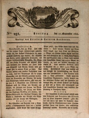 Regensburger Zeitung Freitag 27. September 1822