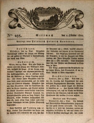 Regensburger Zeitung Mittwoch 2. Oktober 1822