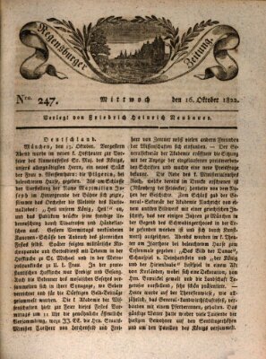 Regensburger Zeitung Mittwoch 16. Oktober 1822