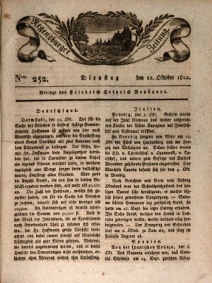 Regensburger Zeitung Dienstag 22. Oktober 1822