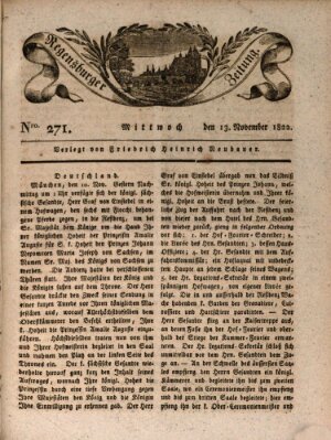 Regensburger Zeitung Mittwoch 13. November 1822