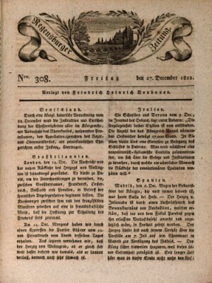 Regensburger Zeitung Freitag 27. Dezember 1822