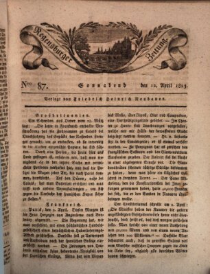 Regensburger Zeitung Samstag 12. April 1823