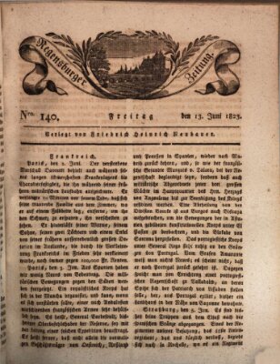 Regensburger Zeitung Freitag 13. Juni 1823