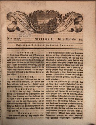 Regensburger Zeitung Mittwoch 3. September 1823