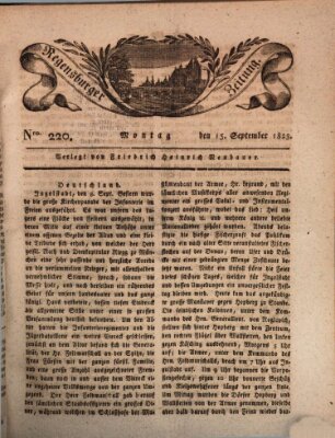 Regensburger Zeitung Montag 15. September 1823