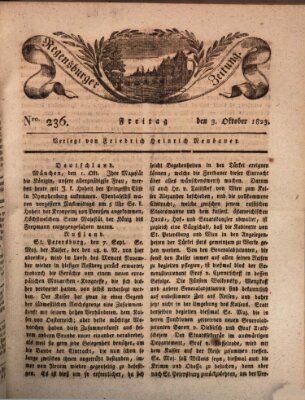 Regensburger Zeitung Freitag 3. Oktober 1823