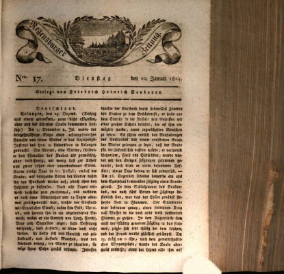 Regensburger Zeitung Dienstag 20. Januar 1824