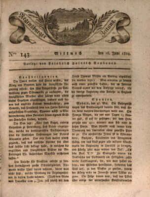 Regensburger Zeitung Mittwoch 16. Juni 1824