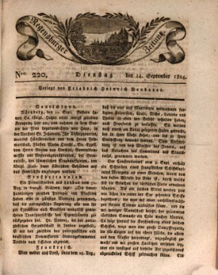 Regensburger Zeitung Dienstag 14. September 1824