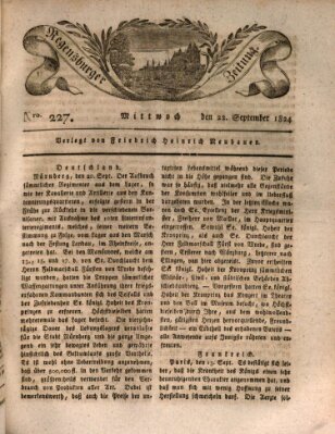 Regensburger Zeitung Mittwoch 22. September 1824