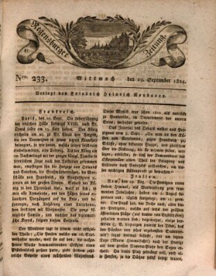 Regensburger Zeitung Mittwoch 29. September 1824