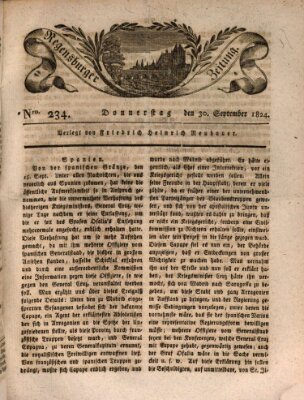 Regensburger Zeitung Donnerstag 30. September 1824