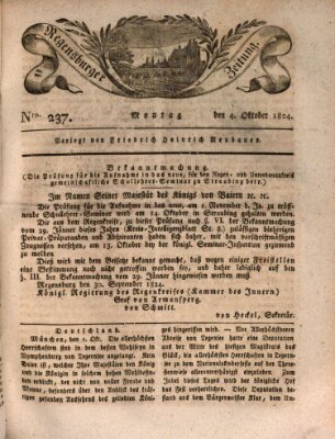 Regensburger Zeitung Montag 4. Oktober 1824