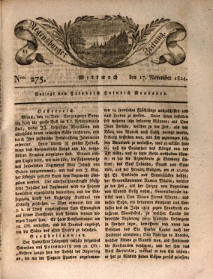 Regensburger Zeitung Mittwoch 17. November 1824