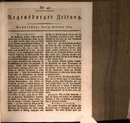 Regensburger Zeitung Donnerstag 24. Februar 1825