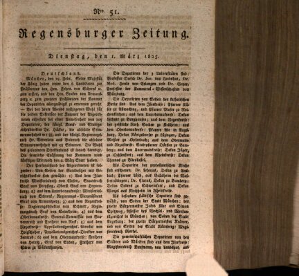 Regensburger Zeitung Dienstag 1. März 1825