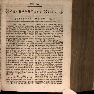 Regensburger Zeitung Samstag 9. April 1825