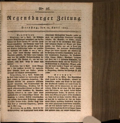 Regensburger Zeitung Dienstag 12. April 1825