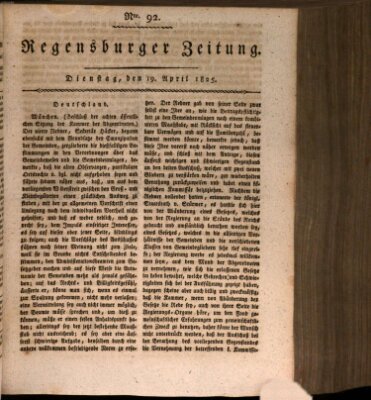 Regensburger Zeitung Dienstag 19. April 1825