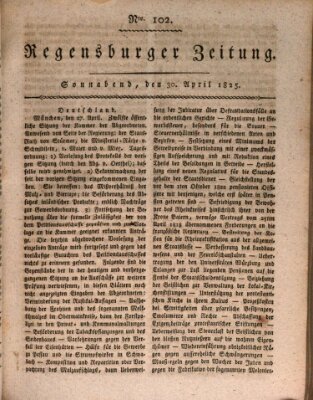 Regensburger Zeitung Samstag 30. April 1825