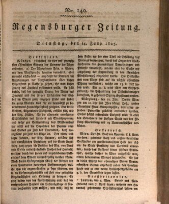 Regensburger Zeitung Dienstag 14. Juni 1825