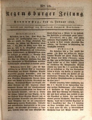 Regensburger Zeitung Donnerstag 12. Januar 1826