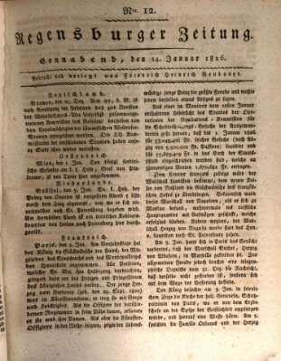 Regensburger Zeitung Samstag 14. Januar 1826