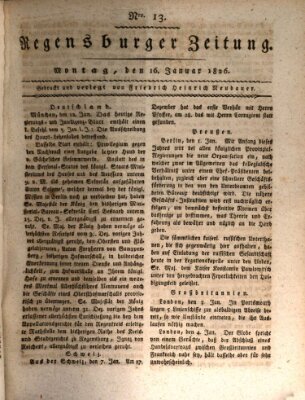 Regensburger Zeitung Montag 16. Januar 1826