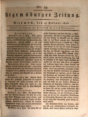 Regensburger Zeitung Mittwoch 15. Februar 1826