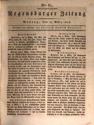 Regensburger Zeitung Montag 13. März 1826