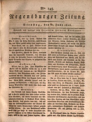 Regensburger Zeitung Dienstag 20. Juni 1826