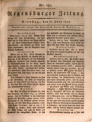 Regensburger Zeitung Dienstag 27. Juni 1826