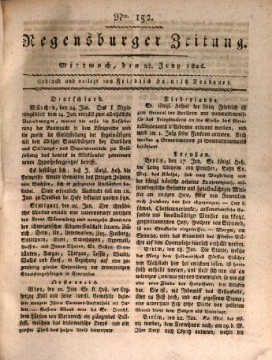 Regensburger Zeitung Mittwoch 28. Juni 1826