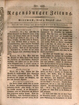 Regensburger Zeitung Mittwoch 9. August 1826