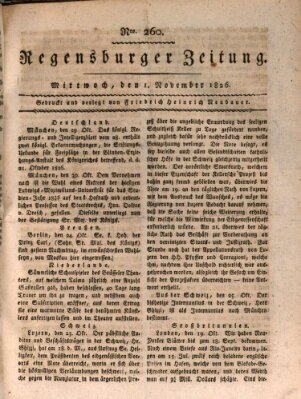 Regensburger Zeitung Mittwoch 1. November 1826