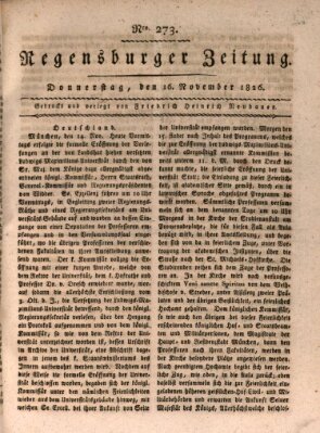 Regensburger Zeitung Donnerstag 16. November 1826