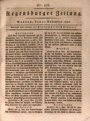 Regensburger Zeitung Montag 20. November 1826