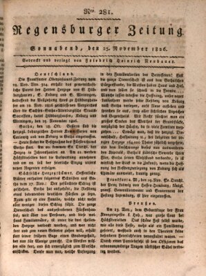 Regensburger Zeitung Samstag 25. November 1826