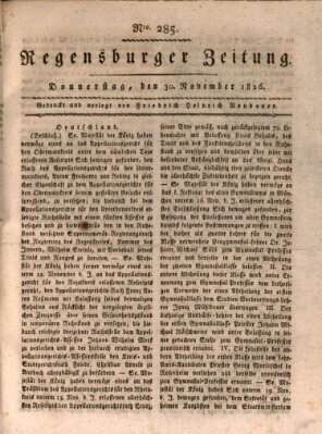 Regensburger Zeitung Donnerstag 30. November 1826