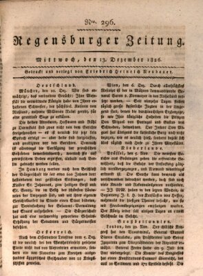 Regensburger Zeitung Mittwoch 13. Dezember 1826