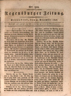 Regensburger Zeitung Samstag 30. Dezember 1826