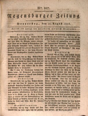 Regensburger Zeitung Donnerstag 31. August 1826