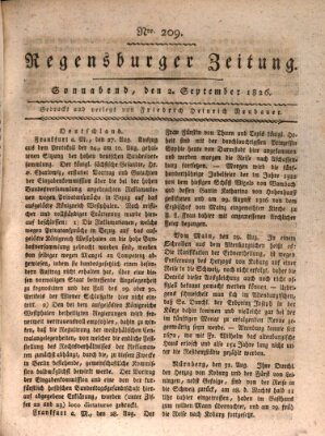 Regensburger Zeitung Samstag 2. September 1826