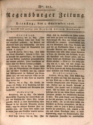 Regensburger Zeitung Dienstag 5. September 1826