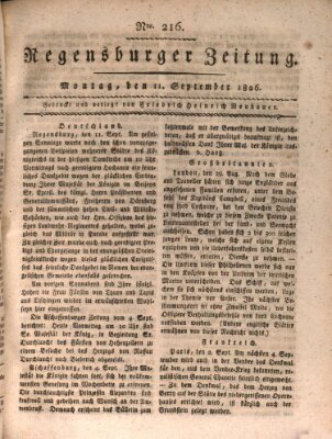 Regensburger Zeitung Montag 11. September 1826
